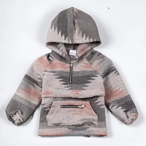 Girls Aztec Printed Hoodie Pullover