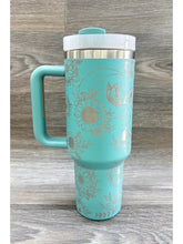 Load image into Gallery viewer, Highland Cow Stainless Steel Tumbler Turquoise