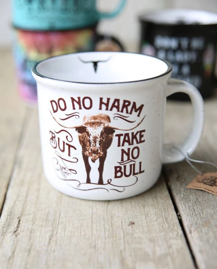 White Do No Harm, But Take No Bull Mug