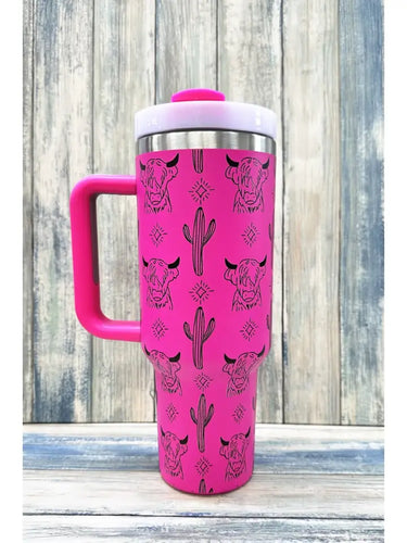 Highland Cow Stainless Steel Tumbler Hot Pink