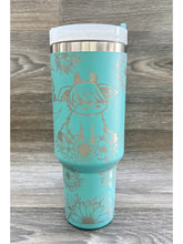 Load image into Gallery viewer, Highland Cow Stainless Steel Tumbler Turquoise