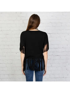 Half Sleeve Top with Fringe