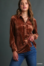 Load image into Gallery viewer, Stripe Textured Velvet Button-Down Shirt