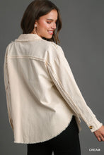 Load image into Gallery viewer, Lightweight Cotton Overshirt Jacket with Tortoise Shell Button &amp; Frayed Hem Details