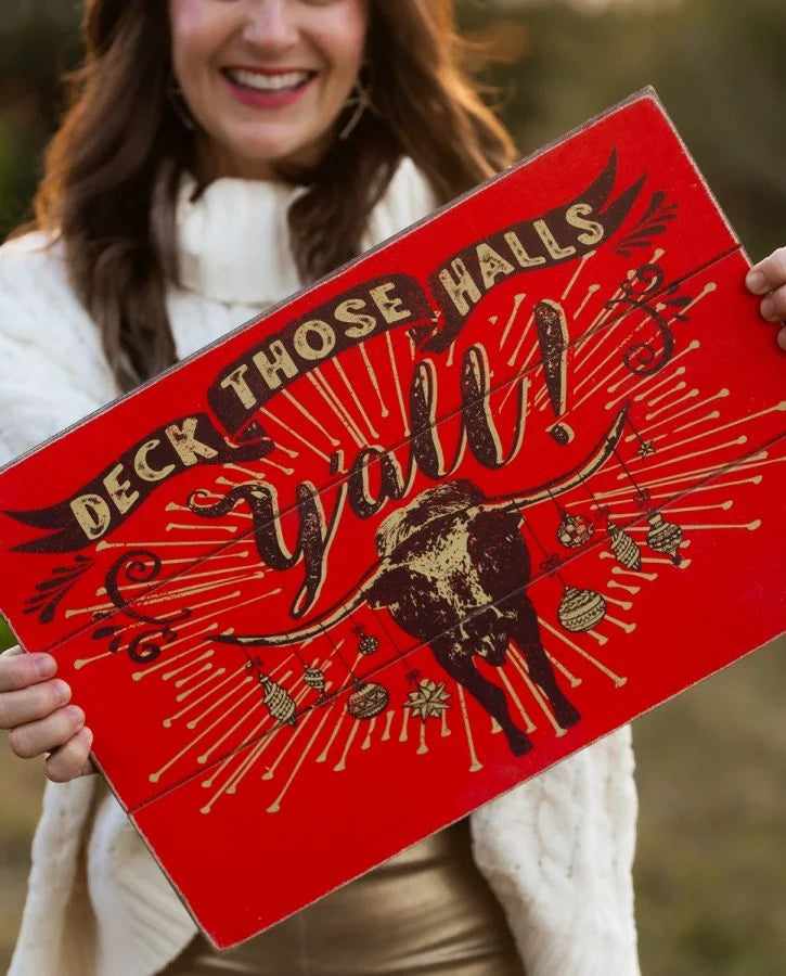 Deck Those Halls Longhorn Wooden Sign