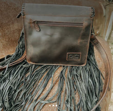 Load image into Gallery viewer, Boot Stitch worn leather fringe purse