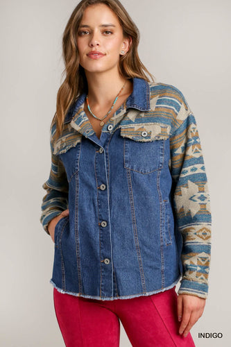 Stone Wash Collared Button Down Denim Jacket