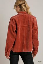 Load image into Gallery viewer, Solid Stone Washed Corduroy Collared Button Down Jacket