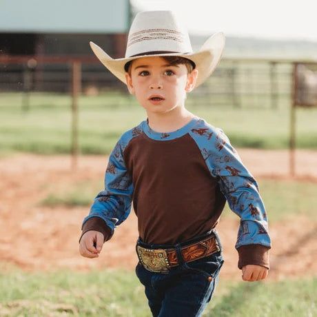 Long Sleeve Boys Shirt Farm Print