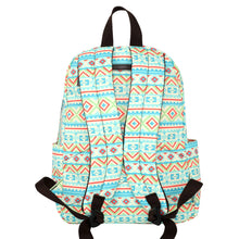 Load image into Gallery viewer, Blue Aztec Print Backpack