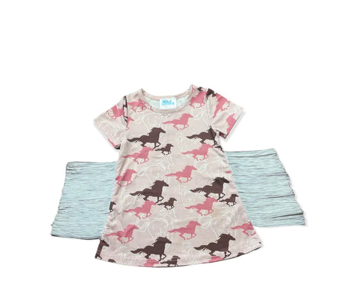 Pink Running Horses Dress