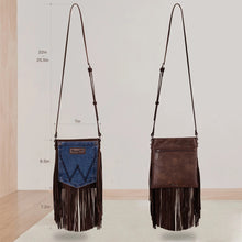 Load image into Gallery viewer, Wrangler Leather Fringe Jean Denim Pocket Crossbody - Coffee