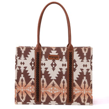 Load image into Gallery viewer, Wrangler Southwestern Pattern Dual Sided Print Canvas Wide Tote Light Coffee