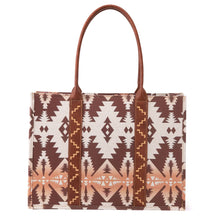 Load image into Gallery viewer, Wrangler Southwestern Pattern Dual Sided Print Canvas Wide Tote Light Coffee