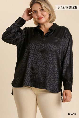 Animal Jacquard Print Button Up Long Sleeve