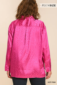 Animal Jacquard Print Button Up Long Sleeve