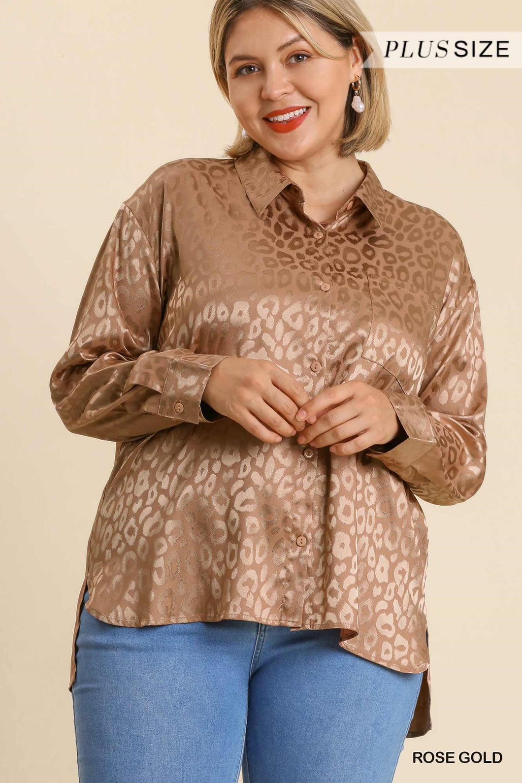 Animal Jacquard Print Button Up Long Sleeve