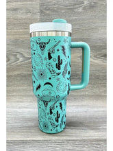 Load image into Gallery viewer, Western Stainless Steel Tumbler Turquoise