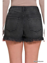 Load image into Gallery viewer, Frayed Denim Shorts Black