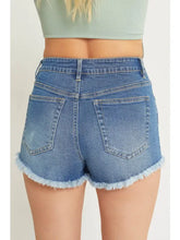 Load image into Gallery viewer, High Waist Frayed Denim Shorts