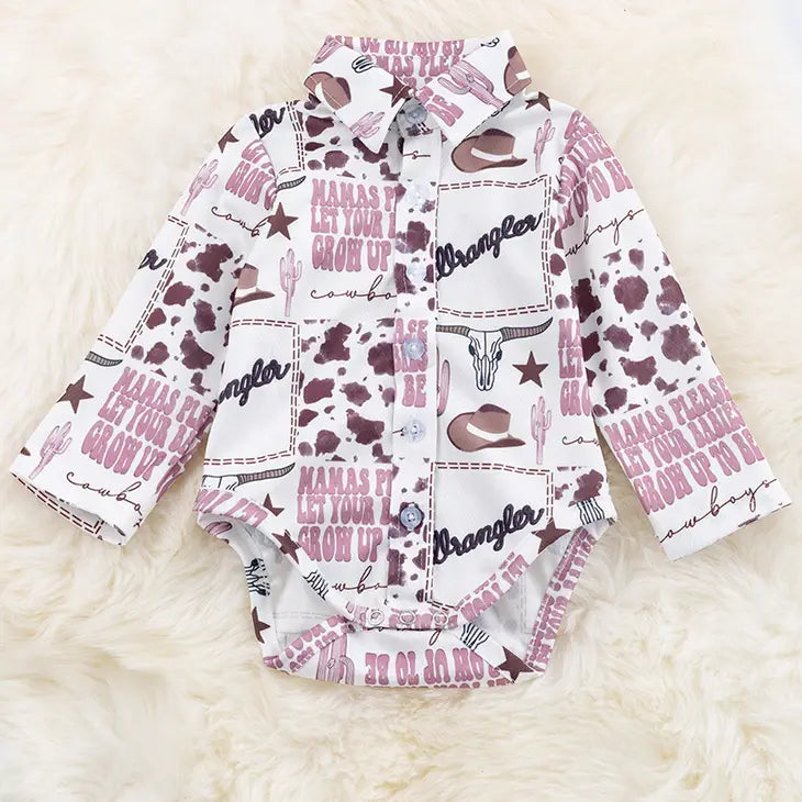 Wrangler Printed Baby Onesie with Snaps